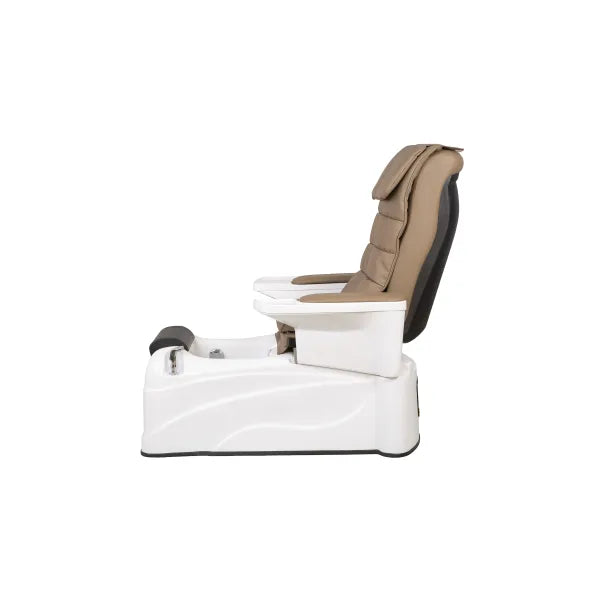 SPA Pediküre Sessel mit Waschbecken, Shiatsu-Massagesystem und Fußwanne, beige Lederbezug