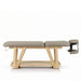 Massageliege Serr aus Holz, 2-Zonen Spa-Liege mit Kopfteil und Armlehnen, beige Polster