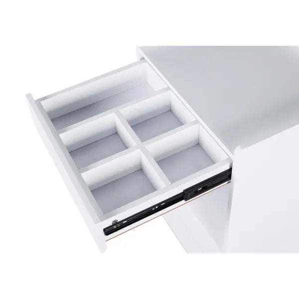 White wooden cosmetic cart with drawers and built-in organizer compartments, model Tocky WKT901.