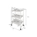 Wooden rolling cosmetic cart with three shelves for beauty studios and hair salons
