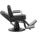 Barber stuhl in Schwarz mit eleganter Polsterung, Herren Friseurstuhl Spike, Barbershop stuhl mit stabiler Chrombasis