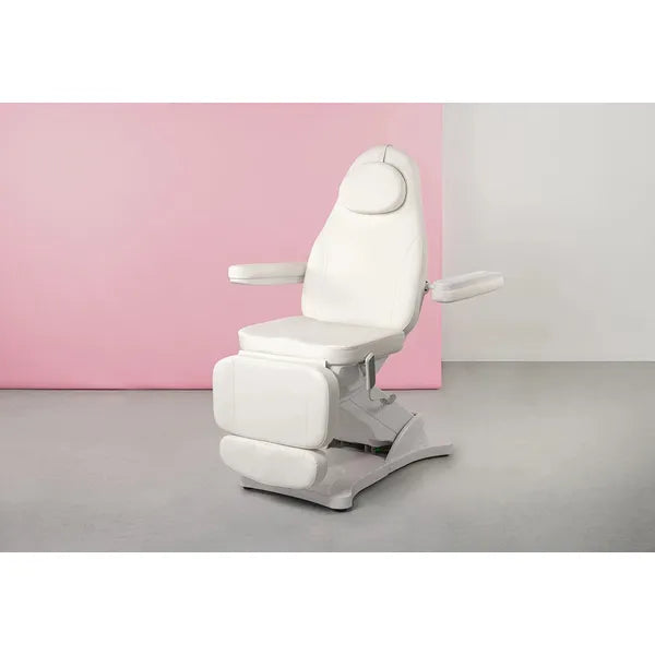 Beheizbare Kosmetikliege mit 3 Motoren, Behandlungsliege in Weiß, Kosmetikstuhl Aura – Aura Beauty