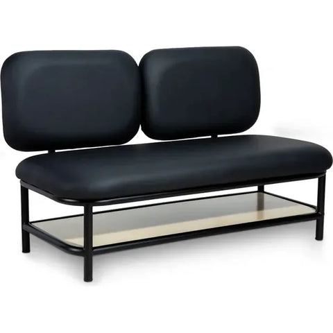 Friseur-Wartebereich Porto-B in elegantem Schwarz mit abnehmbarem Rückenlehnen und Stauraum für Friseursalons.