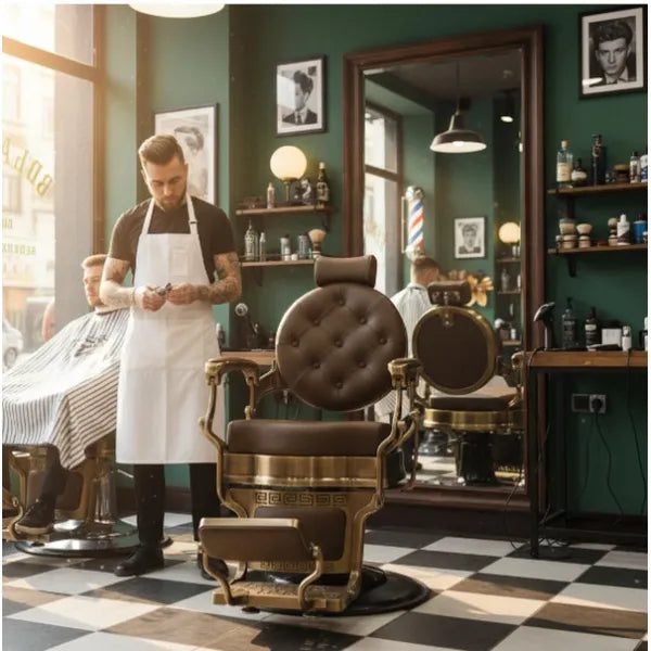 Barber stuhl in Bronze – Gold, Herren Friseurstuhl Buzz, Luxus Barbershop stuhl - Tiptop - Einrichtung
