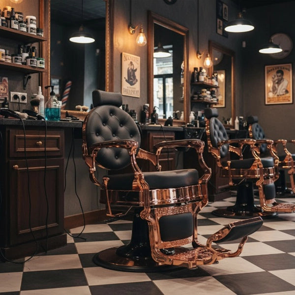 Barber stuhl in Schwarz – Rose mit Aluminiumrahmen, Herren Friseurstuhl Buzz, Barbershop stuhl - Tiptop - Einrichtung