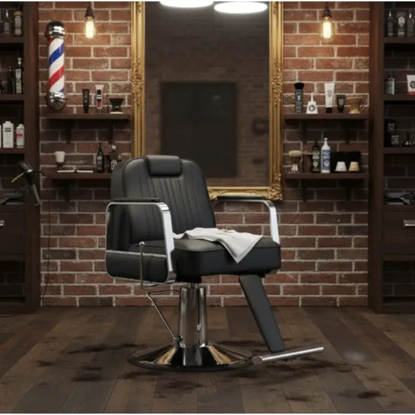 Barber stuhl in Schwarz, Herren Friseurstuhl Layer mit verstellbarer Rückenlehne, Barbershop stuhl - Tiptop - Einrichtung