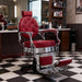 Barber stuhl in Silber und Bordeauxrot, Herren Friseurstuhl Buzz, Barbershop stuhl - Tiptop - Einrichtung