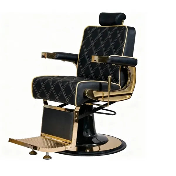 Barber stuhl in Gold und Schwarz, Herren Friseurstuhl Crew, Luxuriöser Barbershop stuhl - Tiptop - Einrichtung