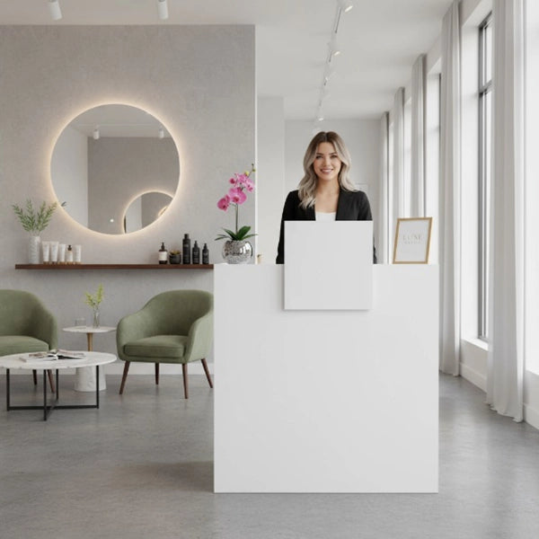Friseur Rezeption, Empfangstheke Two aus weißem Holz mit elegantem Design - Tiptop - Einrichtung