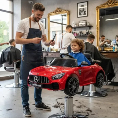 Kinder-Friseurstuhl, Kindersalonstuhl mit allen Details für die Kleinen Wag - Ein Erlebnis auf Rädern - Tiptop - Einrichtung