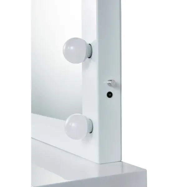 Schminktisch-Set mit Spiegel Emily-Remi, beleuchteter Make-up-Spiegel mit zwei Glühbirnen und Metallrahmen