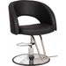 Luxuriöser 3er set Friseurstuhl in eleganter Schwarz-Farbe, Sarahm mit verchromter Metallbasis für Frisursalons.