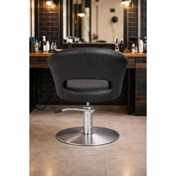 Friseurstuhl Cosmo - Luxuriöser schwarzer Salonstuhl mit Metallbasis für Profis