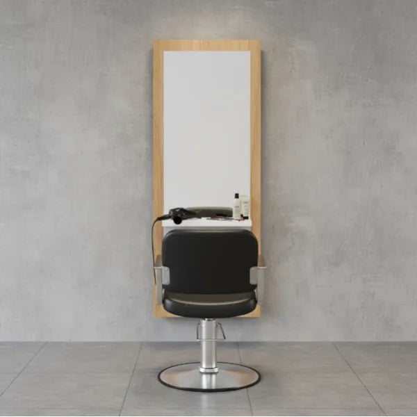 Friseur Bedienplatz in Eiche mit weißer Ablagefläche, Friseurarbeitsplatz Vesdo - Tiptop - Einrichtung