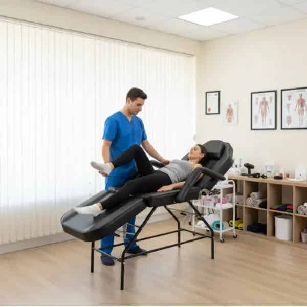 Kosmetikliege Mylo – Dreiteilige Behandlungsliege mit verstellbarem Kopf- und Fußteil
