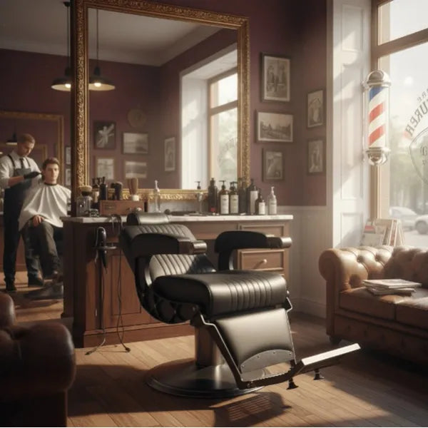 Barber stuhl Hawk, Herren Friseurstuhl, luxuriöser Barbershop stuhl im Vintage-Stil mit stabilem, bequemen Design.