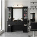 Friseur Bedienplatz in Eiche und Silber Spiegel und Stauraum, Friseurarbeitsplatz 2B William - Tiptop - Einrichtung