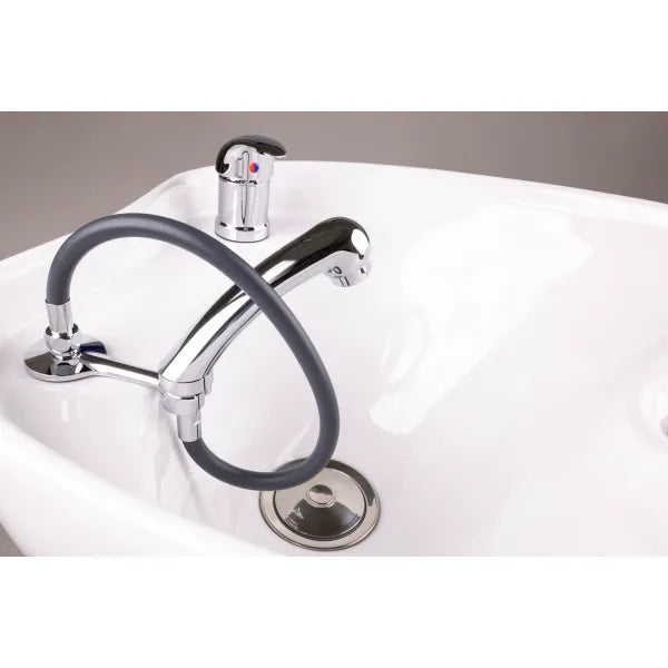 Friseur Waschbecken mit Elektrischer Fußstütze, Friseurwaschbecken Yannik, bequem und modern für jeden Salon.