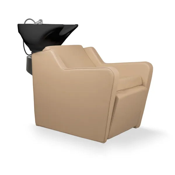 Friseur Waschbecken mit Elektrischer Fußstütze, Friseurwaschbecken Yannik in modernem Salon-Design für besten Komfort.