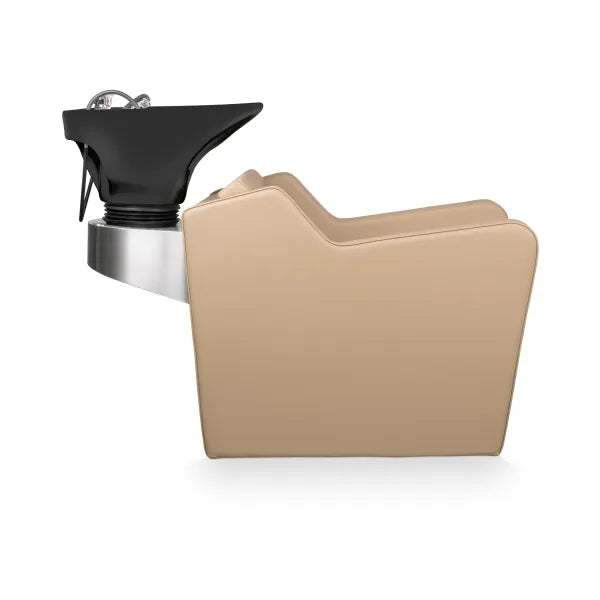 Friseur Waschbecken mit Elektrischer Fußstütze, Friseurwaschbecken Yannik in modernem Salon-Design für besten Komfort.