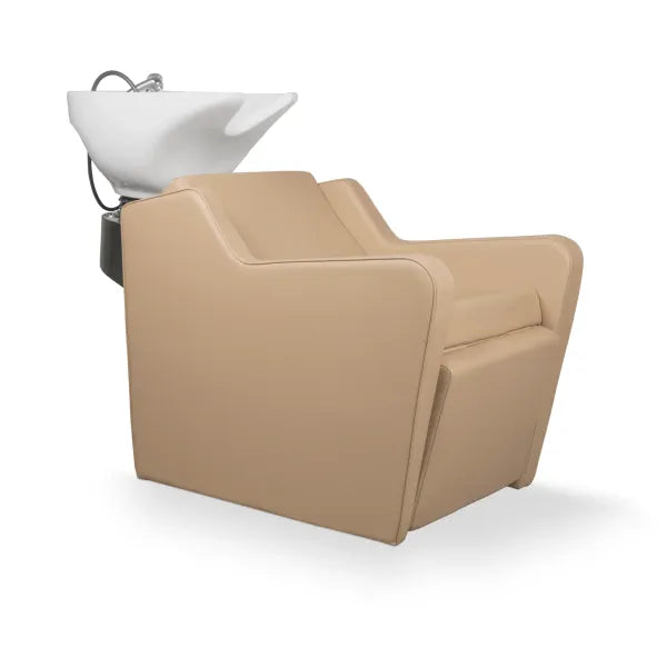 Friseur Waschbecken mit Elektrischer Fußstütze, Friseurwaschbecken Yannik in modernem Salon-Design für besten Komfort.