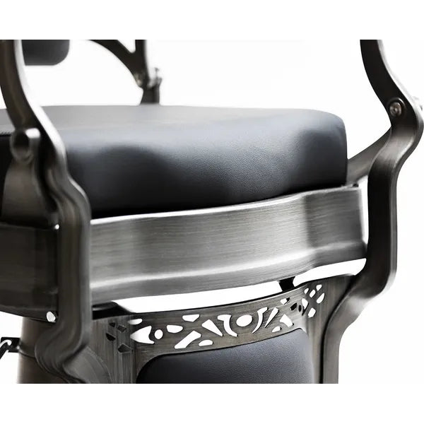 Eleganter Barber stuhl in Schwarz, Herren Friseurstuhl Flek, ideal für moderne Barbershops und Friseursalons.