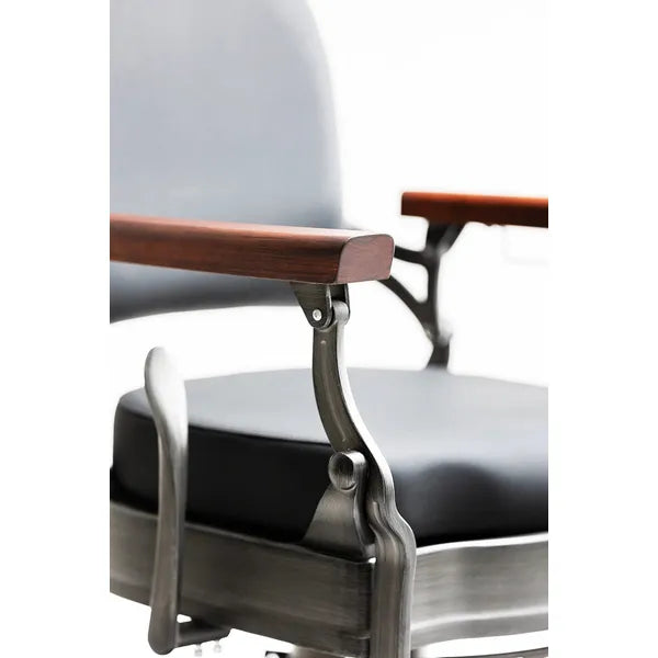 Eleganter Barber stuhl in Schwarz, Herren Friseurstuhl Flek für moderne Barbershops, komfortabel und stilvoll.