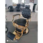 Barber stuhl in Gold-Schwarz, Herren Friseurstuhl Mae mit hydraulischer Pumpe, Barbershop stuhl