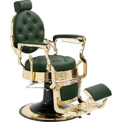 Barber stuhl in Gold und Grün, Herren Friseurstuhl, Mack, Barbershop stuhl - Tiptop - Einrichtung