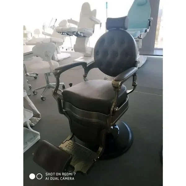 Barber stuhl in Schwarz-Braun mit hydraulischer Pumpe, Herren Friseurstuhl Mae, Barbershop stuhl
