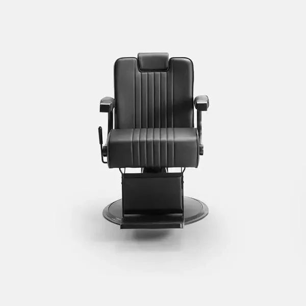 Schwarzer Barberstuhl aus Leder mit runder Basis – Teil des GONI & MIDI Salon-Sets