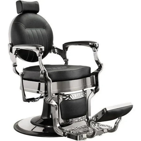 Barber stuhl in Schwarz/Merkur-Silber, Herren Friseurstuhl Caesar, Luxuriöser Stil Barbershop stuhl - Tiptop - Einrichtung