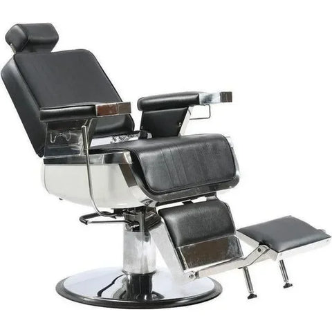 Barber stuhl in stilvollem Schwarz, Herren Friseurstuhl Bart mit neigbarer Rückenlehne, Barbershop stuhl - Tiptop - Einrichtung