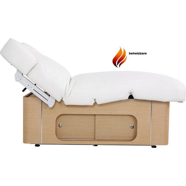 Beheizbare elektrische Massageliege, Behandlungsliege, Massagebank mit 4 Motoren Keid Warm in Weiß - Natur für Spa und wellness - Tiptop - Einrichtung