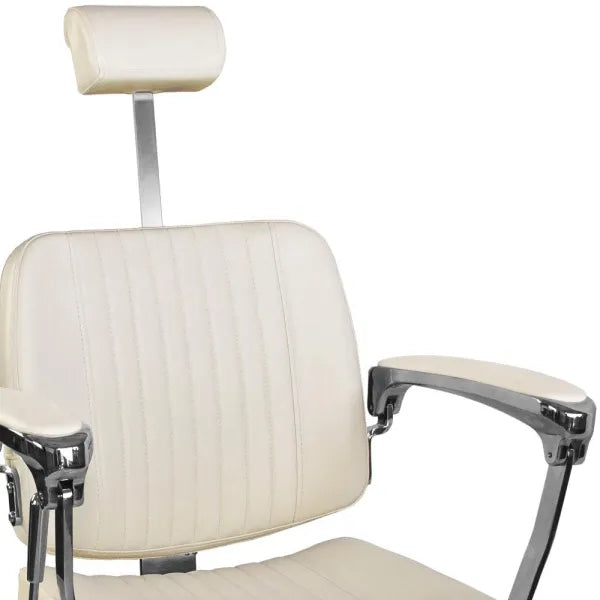 Barber stuhl Bjorn, Herren Friseurstuhl BH-3318 mit verstellbarem Fußstütze, Barbershop stuhl – beige Ledersessel
