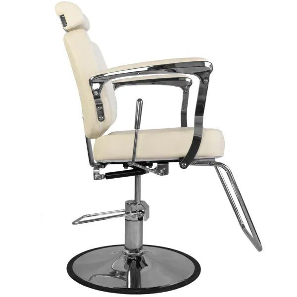 Barber stuhl Bjorn, Herren Friseurstuhl BH-3318 mit verstellbarem Fußstütze, Barbershop stuhl – cremefarben