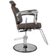 Barber stuhl Bjorn, Herren Friseurstuhl BH-3318 mit verstellbarem Fußstütze, Barbershop stuhl, braunes Leder