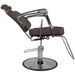 Barber stuhl Bjorn, Herren Friseurstuhl BH-3318 mit verstellbarem Fußstütze, Barbershop stuhl – Chrom braune Lederpolster