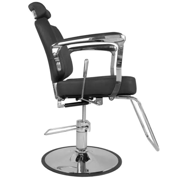 Barber stuhl Bjorn, Herren Friseurstuhl BH-3318 mit verstellbarem Fußstütze, Barbershop stuhl – schwarzes Polster