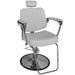 Barber stuhl Bjorn, Herren Friseurstuhl BH-3318 mit verstellbarem Fußstütze, Barbershop stuhl – weißes Leder, Chrome