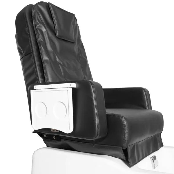 SPA Pediküre Sessel mit Massagefunktion BR-2312 – schwarzes Leder, Armlehnen-Tablett.