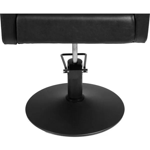 Friseurstuhl in eleganter Schwarz-Farbe, Luxuriöser Friseur stuhl Class R mit Runder Fuß, ideal für Profis im Salon.