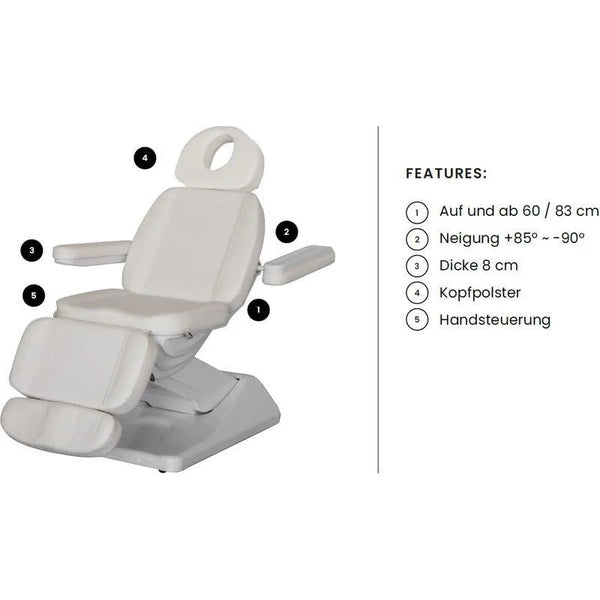 Elektrische Kosmetikliege Oasis in Weiß mit 4 Motoren und verstellbaren Funktionen - Tiptop - Einrichtung