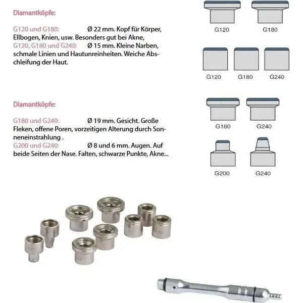 Diamant-Mikrodermabrasionsgerät mit Vakuumsystem und 9 Aufsätzen