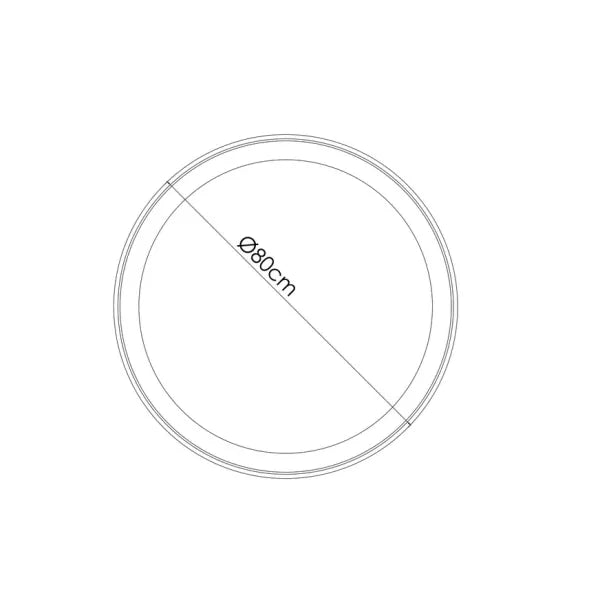 Runder Spiegel Ø80 cm, Draufsicht, Rahmen sichtbar