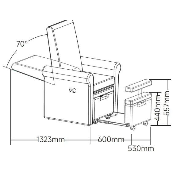 SPA Pediküre Sessel Aventur, Pediküre-Stuhl, PU-Polsterung, Maße 82×86×126 cm, Tragkraft 175 kg, elegantes Design.