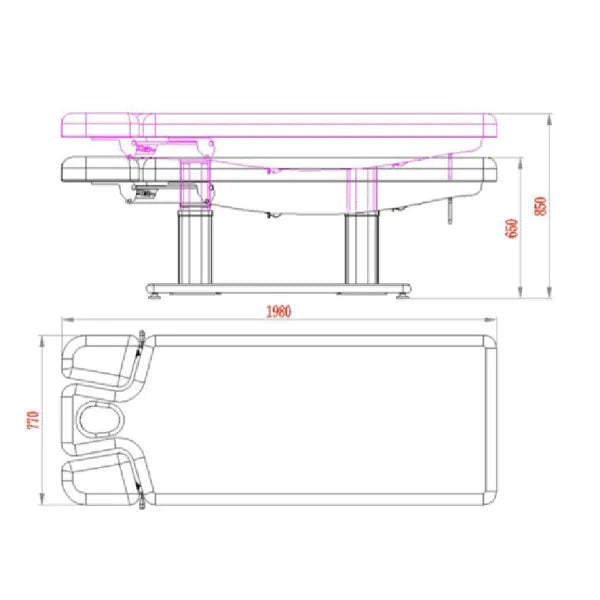 Elektrische Massageliege Troch smart: 4 Motoren, Heizfunktion, verstellbare Armlehnen, Holzoberflächen, 198x77x65/85 cm