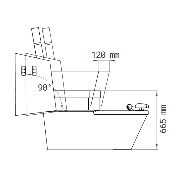 SPA Pediküre Sessel mit Waschbecken, LED-Beleuchtung; Abmessungen 122×72×142 cm; zwei Motoren für Rückenlehnen-Neigung.