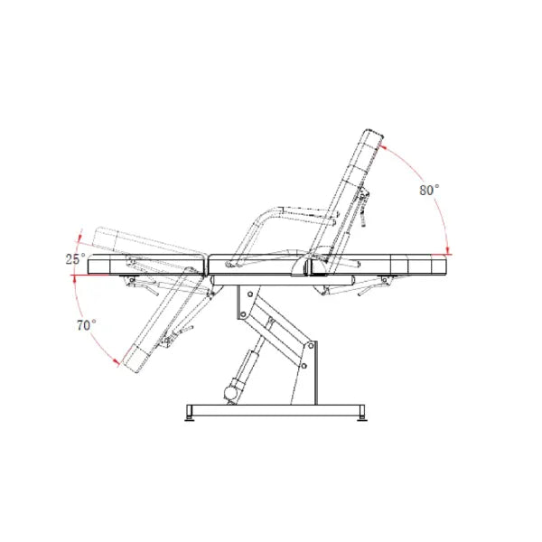 Elektrische Kosmetikliege mit 1 Motor, Weiß, 3-teilige Behandlungsliege, PVC-Bezug, Metallgestell, höhenverstellbar.