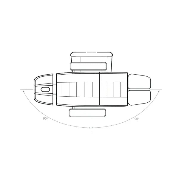 Top-Ansicht: Elektrischer Fußpflegestuhl Nuuna P3 Grand Relax Rotation mit 3 Motoren, 180° Rotation und Heizung
